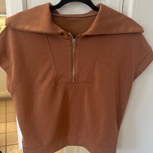 Women's Tan/Brown Zip-Up Top